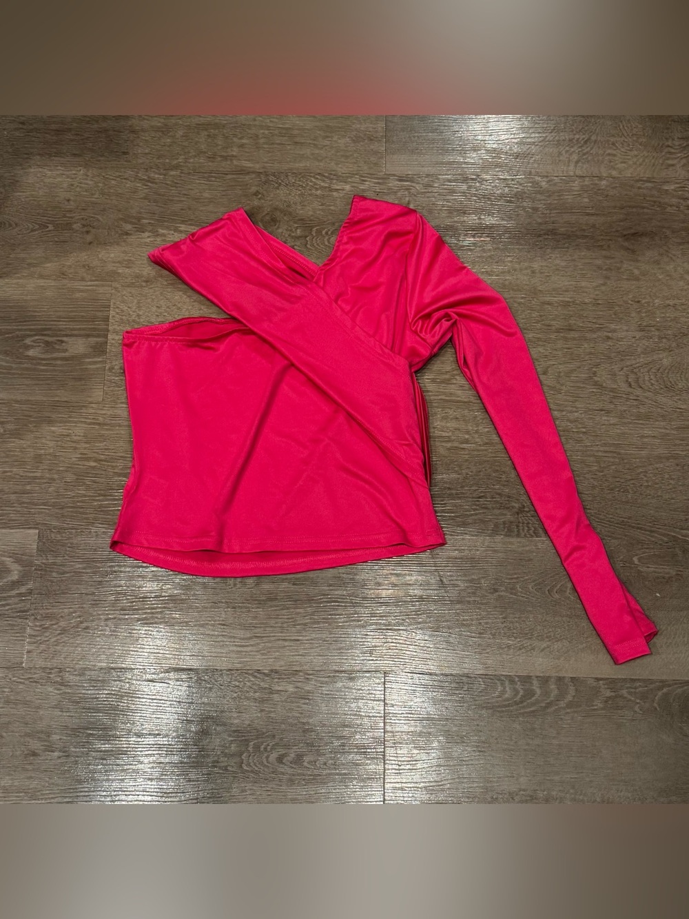 SHEIN One-Shoulder Long Sleeve Top in Hot Pink
